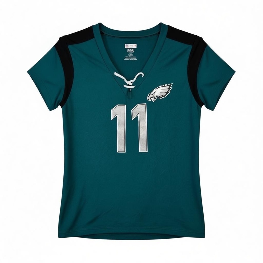NFL Philadelphia Eagles Carson Wentz Women’s V-Neck Shirt Size Large